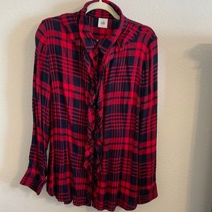 Cabi Red Cunningham Button Front Top